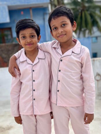 Pearl Pink Dot-Unisex Night Suit