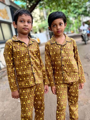 Yellow Trinangle Print-unisex Night Suit