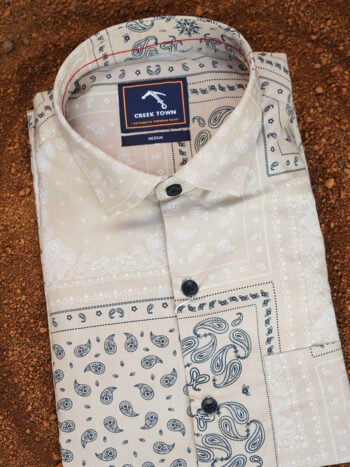 Dark Beige Mango Printed Shir