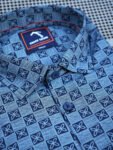 Navy Blue Box Printed Shirt