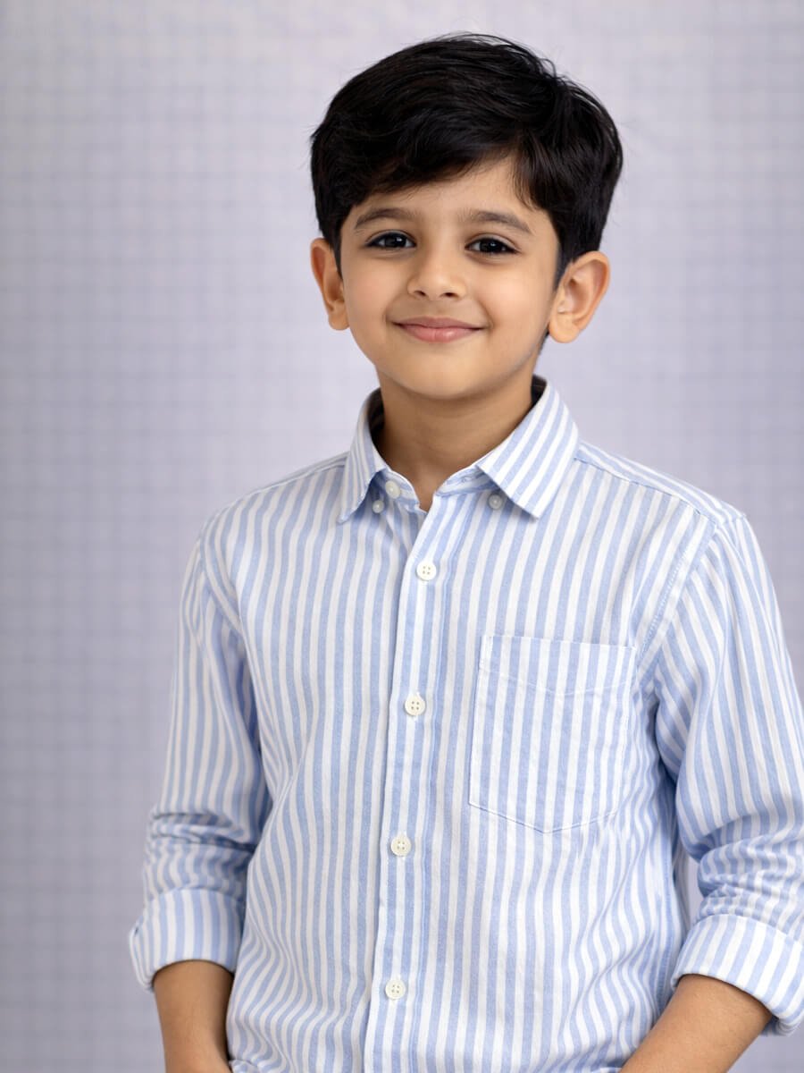 Oxford Blue Stripe Family Combo Boy Shirt