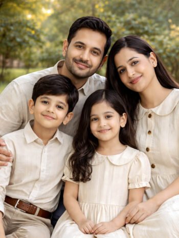 Half White Self Dobby Design Family Combo