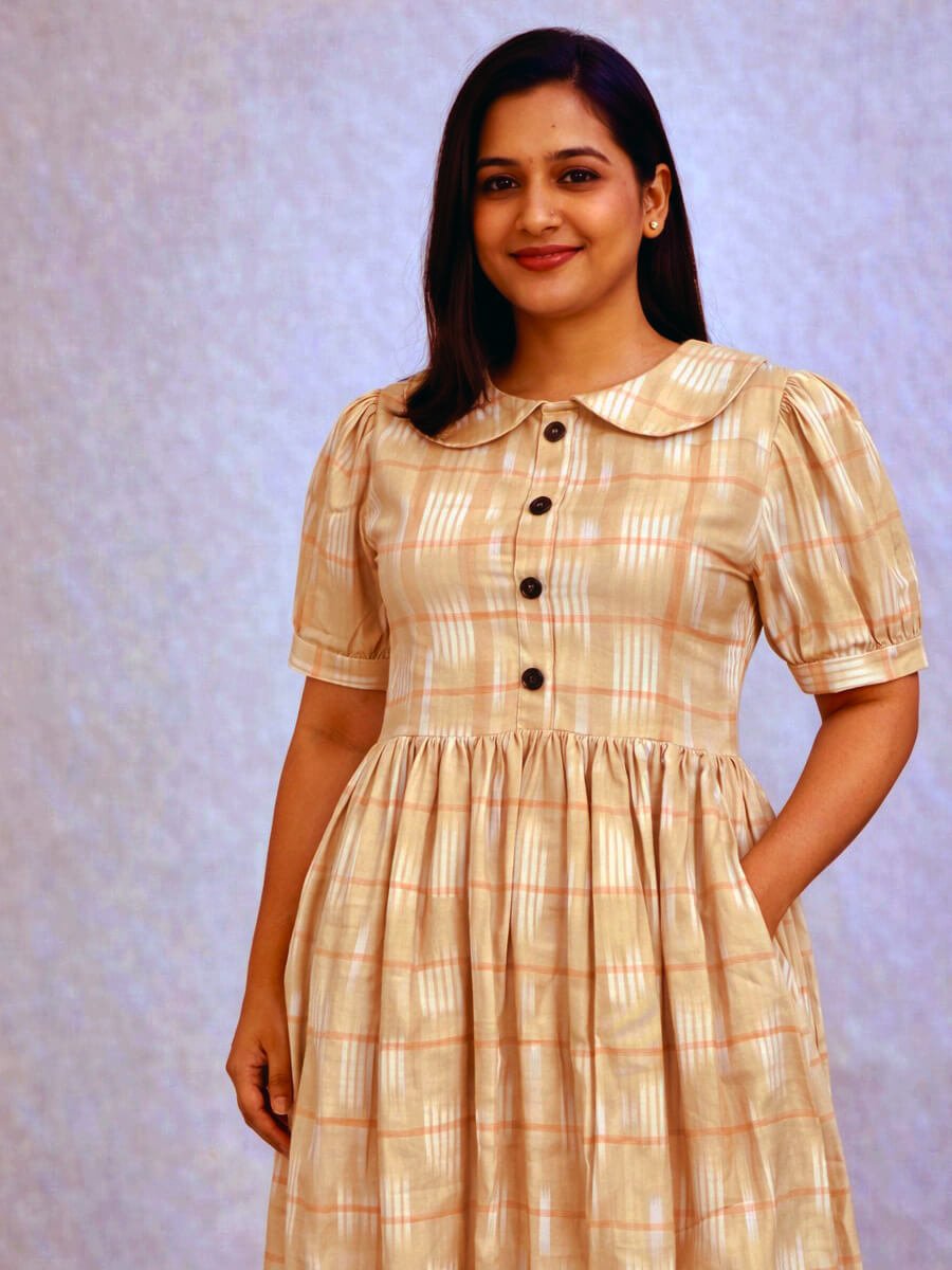 Sand Beige Ikat Family Combo Woman Kurthi