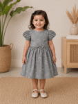 Grey Based Delicate White & Yellow Floral Print