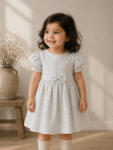 White Cotton Black Heart Shaped Print