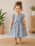 Blue & White Damask Print