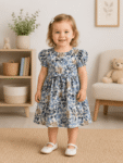 White Based Blue & Yellow Floral Print