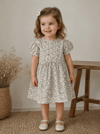 White & Beige Floral Print