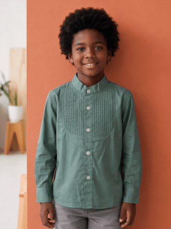 Green pin tuck shirt