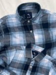 Large-scale tartan ocean Blue flannel checked shirt