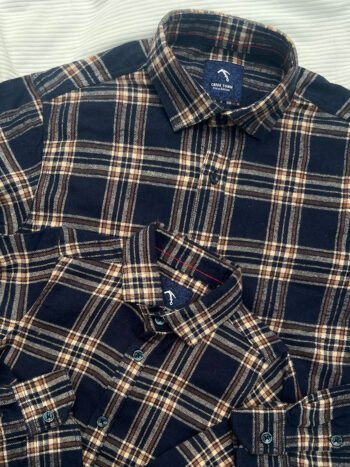 Navy and yellow Tattersall boxy Checks shirt