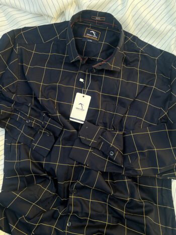 Navy blue yellow checks