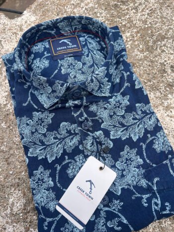 Navy Blue Base Big Leaf Print