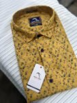 Dark yellow green floral print