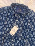 Blue with block print