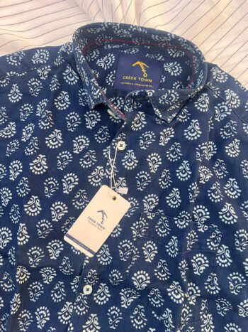 Blue with block print