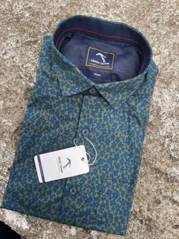 Olive green mini blue floral