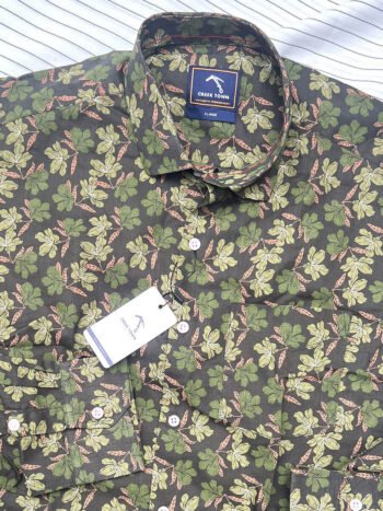 Dark olive green with floral