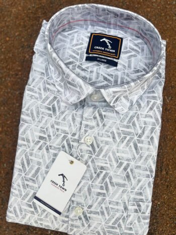 Grey cubist geometric print