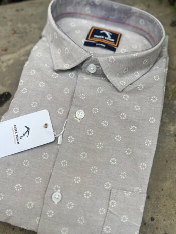 Peach grey triangle round wave print