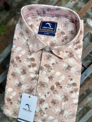 Beige base brown leaf print