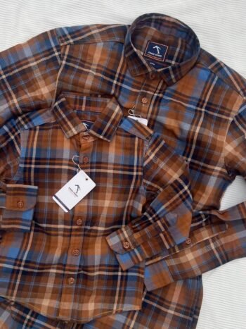 Sand Brown and Blue Checks Shirt