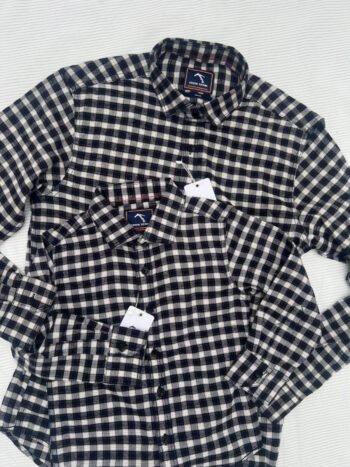 Navy & Half White Mini Checked Shirt