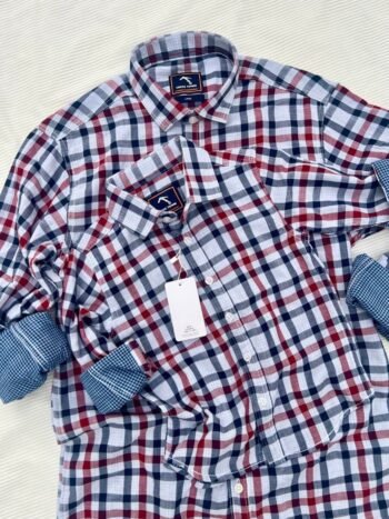 Double Fabric Grey & Red Checked Shirt