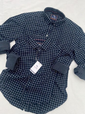 Double Fabric Dark Navy Checked Shirt